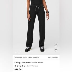 FIGS Black Livingston Pants Size L